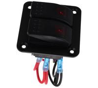 CIYODO Waterproof Marine Aluminum Toggle Switch Panel with Red LED Lights 2 Gang Rocker Switch for Boats Cars and Rvs for Boating Electrical Equipment