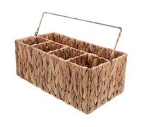 CIYODO Wicker Utensil Caddy with Handle Handwoven Storage Basket for Cutlery and Condiments Portable Picnic Flatware Organizer for Kitchen Dining and Outdoor Use