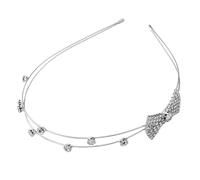 CIYODO Women Rhinestone Bowknot Headband Silver Crystal Hairband Zinc Alloy Material, Elegant Double Layer Design to Hold Hair Tightly and Protect from Wind, Suitable for Hairstyle