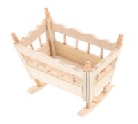 CIYODO Wooden Cradle Model Miniature Dollhouse Furniture Natural Wood Bed Nursery Decoration for Doll House Scene