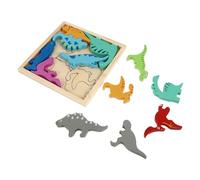 CIYODO Wooden Dinosaur Jigsaw Puzzle for Educational Montessori Smooth Surface Hand-eye Coordination Development Fine Motor Skill Enhancer