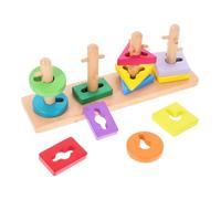CIYODO Wooden Geometrical Shape Matching Set Preschool for Hand-eye Coordination Logical Thinking Development Sturdy Educational Building Cubes