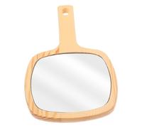 CIYODO Wooden Handle Handheld Makeup Mirror Portable Mini Square Cosmetic Mirror High Definition Clear Reflection for Travel and Home Use