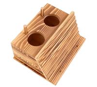 CIYODO Wooden Outdoor Bird Nesting Box with Dual Holes and Perch, Carbonized Wood Parrot Breeding Box for Parakeets, Conures, Cockatiels - Insulated Egg Laying and Mating House for Garden