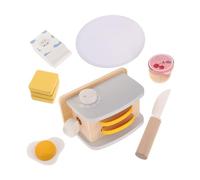 CIYODO Wooden Pop-up Toaster for Preschoolers Mini Dollhouse Kitchen Pretend Play Breakfast Accessories with Toast Butter Jam Fried Eggs Montessori Educational Role Play