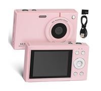 CIYODO Zoom Digital Camera with Screen Card Wifi Sharing Retro Compact Design for Teens and Beginners Portable Pink Camera for Travel and Vlogging