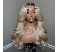 CIYOO 200% Density Milk Tea Ombre Ash Blonde Human Hair Wig Pre Plucked 13x6 Wavy Lace Front Wig for Women HD Invisible Glueless Ombre Blonde 20 Inch