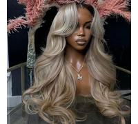 CIYOO Ombre Brown Roots Ash Blonde Wig 200% Density 13x6 Wavy HD Thin Lace Front Wig for Women Glueless Ombre Blonde Lace Front Wig 24 Inch