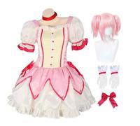 Ciyoulio KanameMadoka Cosplay Costume with Wig Akemi Homura Cosplay Mami Tomoe Costume Anime Mami Tomoe Role Play Uniform Outfits Battle Suit for Halloween Carnival Party