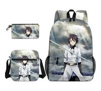 Ciyoulio Rimuru Anime Backpack 3-Piece Set Milim/Shion Anime Printed Shoulder Bags with Crossbody Bag Pencil Case Student Schoolbag Satchel Pen Bag for Teens Girls Boys