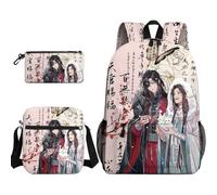Ciyoulio Xie Lian Anime Backpack with Crossbody Bag Pen Pouch 3-Piece Set Hua Cheng Schoolbag Satchel Pen Bags Shoulder Bag Bookbag