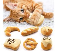 CiyvoLyeen SEGMINISMART Bread Catnip Toys Chew Interactive Toy for Cat Lover Gift Indoor Cat Kitty Bite Toys Supplies Baguette Croissant Pretzel Toast Bun Cinnamon Roll Toys Set of 6