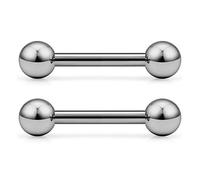CIZME 1 Pair G23 Solid Titanium Tongue Bars Nipple Ring 16G 12/14/16mm Barbell Externally Threaded Piercing