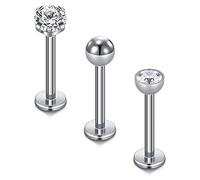 CIZME 3pcs Titanium Lip Labret Studs Bars 16G 6mm 8mm 10mm Helix Tragus Cartilage Earring Studs Piercing