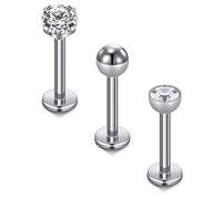 CIZME 3pcs Titanium Lip Labret Studs Bars 16G 6mm 8mm 10mm Helix Tragus Cartilage Earring Studs Piercing