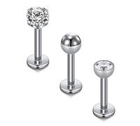 CIZME 3pcs Titanium Lip Labret Studs Bars 16G 6mm 8mm 10mm Helix Tragus Cartilage Earring Studs Piercing