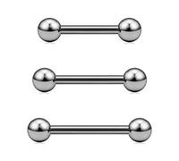 CIZME 3pcs Titanium Tongue Bars Set 14G 12/14/16mm Straight Barbell Tongue Ring Piercing Jewellery