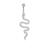 CIZME 925 Sterling Silver Belly Button Bar 14G 8mm Navel Barbell Belly Bar Ring Snakes with CZ Piercing Jewellery