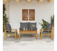 Cizuho 4 Piece Garden Lounge Set with Cushions Solid Wood Acacia,Garden Furniture Sets,Wicker Rattan Furniture Manual Wicker Patio Sofa Patio Conversation Sets with Washable Seat Cushions and Table