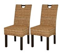Cizuho Dining Chair 2 pcs Kubu Rattan Mango Wood,Dining Chair for Mid Century Modern Dining Room Living Room Bedroom Kitchen & Lounge