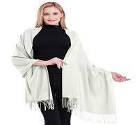 CJ Apparel 100% Cashmere Shawl Pashmina Scarf Wrap Stole Head Wrap Face Cover Hand Made in Nepal NEW, Pure White, One Size