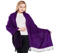 CJ Apparel Black & Purple Solid Color Design Nepalese Shawl Seconds Scarf Wrap Stole Throw Head Wrap Pashmina Hand Made in Nepal New