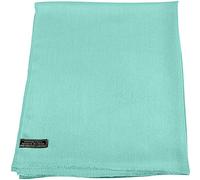 CJ Apparel Blue Green Cyan Solid Colour Fringe Design Nepalese Shawl Scarf Wrap Stole Throw Head Wrap Pashmina Hand Made in Nepal New