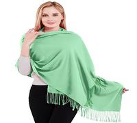 CJ Apparel Blue Green Cyan Thick Solid Colour Design Cotton Blend Shawl Scarf Wrap Stole Throw Head Wrap Pashmina