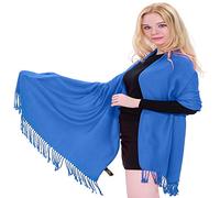 CJ Apparel Blue Solid Colour Design Nepalese Shawl Scarf Wrap Stole Pashmina Hand Made in Nepal NEW