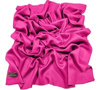 CJ Apparel Bright Pink Hot Pink Solid Colour Fringe Design Nepalese Shawl Scarf Wrap Stole Throw Head Wrap Pashmina Hand Made in Nepal New
