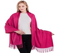 CJ Apparel Bright Pink Hot Pink Thick Solid Colour Design Cotton Blend Shawl Scarf Wrap Stole Throw Head Wrap Pashmina Hand Made in Nepal New