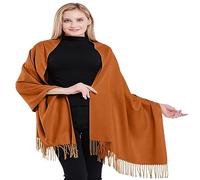 CJ Apparel Burnt Orange Persimmon Orange 100% Cashmere Shawl Pashmina Scarf Wrap Stole Head Wrap Hand Made in Nepal