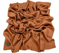 CJ Apparel Burnt Orange Persimmon Orange Solid Colour Fringe Design Nepalese Shawl Scarf Wrap Stole Throw Head Wrap Pashmina Hand Made in Nepal