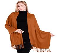 CJ Apparel Burnt Orange Persimmon Orange Solid Colour Tassels Design Nepalese Shawl Seconds Scarf Stole Throw Head Wrap Pashmina New