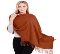 CJ Apparel Burnt Orange Persimmon Orange Terracotta Thick Solid Colour Design Cotton Blend Shawl Scarf Wrap Stole Throw Head Wrap Pashmina Hand Made in Nepal