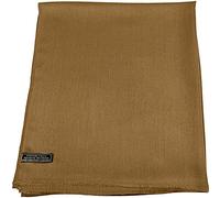 CJ Apparel Camel Brown Dark Beige Solid Colour Fringe Design Nepalese Shawl Seconds Scarf Wrap Stole Throw Head Wrap Pashmina Hand Made in Nepal NEW