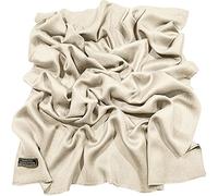 CJ Apparel Champagne Solid Colour Fringe Design Nepalese Shawl Scarf Wrap Stole Throw Head Wrap Pashmina Hand Made in Nepal