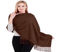 CJ Apparel Chocolate Brown Dark Brown Solid Colour Tassels Design Cotton Blend Shawl Scarf Wrap Stole Throw Head Wrap Pashmina Hand Made in Nepal NEW
