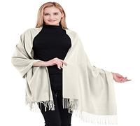 CJ Apparel Cream 100% Cashmere 2 Ply Shawl Pashmina Scarf Wrap Stole Hand Made in Nepal