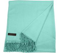 CJ Apparel Cyan Solid Colour Tassels Design Nepalese Shawl Seconds Scarf Wrap Stole Throw Head Wrap Tassels Hand Made in Nepal Pashmina