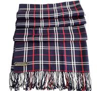 CJ Apparel Dark Blue Navy Blue Tartan Design Nepalese Tassels Shawl Seconds Scarf Wrap Stole Throw Head Wrap Pashmina