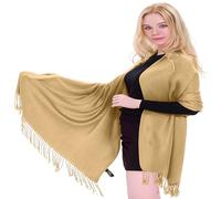 CJ Apparel Dark Cream Rich Cream Solid Colour Design Nepalese Shawl Scarf Wrap Stole Throw Head Wrap Pashmina Hand Made in Nepal New
