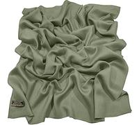 CJ Apparel Dark Sage Green Laurel Green Solid Colour Fringe Design Nepalese Shawl Scarf Wrap Stole Throw Head Wrap Pashmina Hand Made in Nepal New