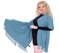 CJ Apparel Denim Blue (NEW) Solid Colour Design Shawl Scarf Wrap Stole Throw Head Wrap Pashmina Hand Made in Nepal NEW