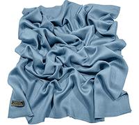 CJ Apparel Denim Blue Solid Colour Fringe Design Nepalese Shawl Scarf Wrap Stole Throw Head Wrap Pashmina Hand Made in Nepal New