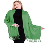 CJ Apparel Forest Green Solid Colour Tassels Design Nepalese Shawl Seconds Scarf Wrap Stole Throw Head Wrap Pashmina New
