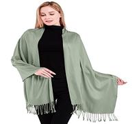 CJ Apparel Grey Green Solid Colour Design Shawl Scarf Wrap Pashmina Seconds NEW(Size: One Size)