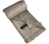 CJ Apparel Light French Beige Mink Solid Colour Fringe Design Nepalese Shawl Seconds Scarf Wrap Stole Throw Head Wrap Pashmina Hand Made in Nepal