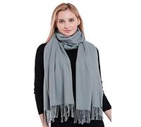 CJ Apparel Light Grey Silver Grey Thick Solid Colour Design Cotton Blend Shawl Scarf Wrap Stole Throw Head Wrap Pashmina