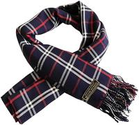 CJ Apparel Navy Blue Dark Blue Men's Nepalese Tartan Design Fashion Scarf Scarves Neck Cover Hand Made in Nepal New